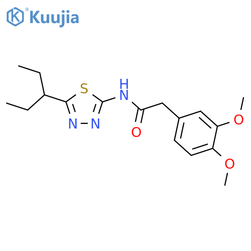<br>2-(3,4-dimethoxyphenyl)-N-[5-(1-ethylpropyl)-1,3,4-thiadiazol-2-yl]acetamid e structure
