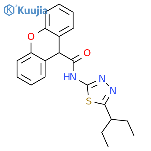 N-[5-(1-ethylpropyl)-1,3,4-thiadiazol-2-yl]-9H-xanthene-9-carboxamide structure