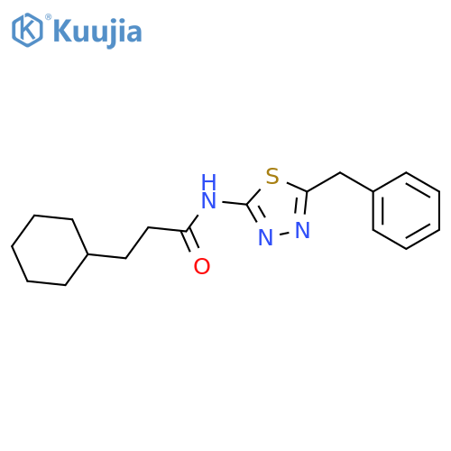 N-(5-benzyl-1,3,4-thiadiazol-2-yl)-3-cyclohexylpropanamide structure