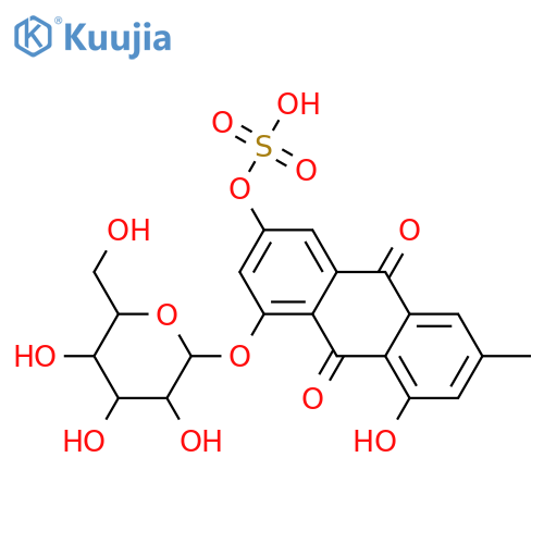 1,3,8-Trihydroxy-6-methylanthraquinone; 3-Sulfate, 1-O-β-D-glucopyranoside structure