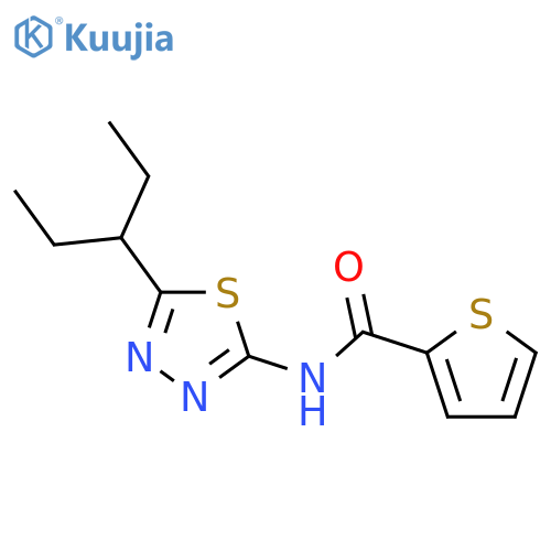 N-[5-(1-ethylpropyl)-1,3,4-thiadiazol-2-yl]-2-thiophenecarboxamide structure