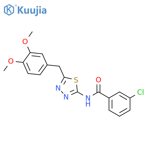 3-chloro-N-(5-(3,4-dimethoxybenzyl)-1,3,4-thiadiazol-2-yl)benzamide structure