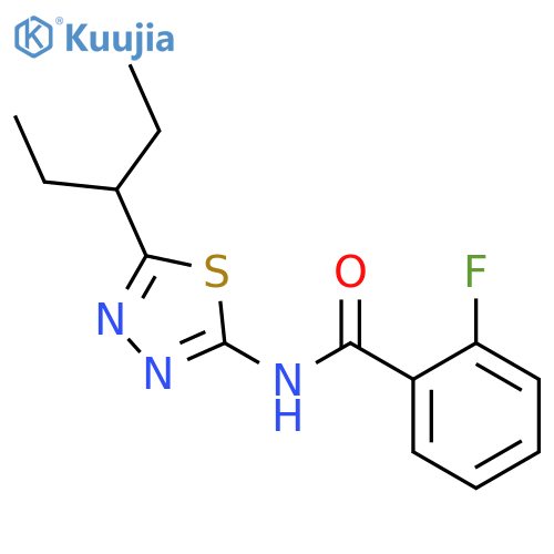 2-fluoro-N-[5-(pentan-3-yl)-1,3,4-thiadiazol-2-yl]benzamide structure