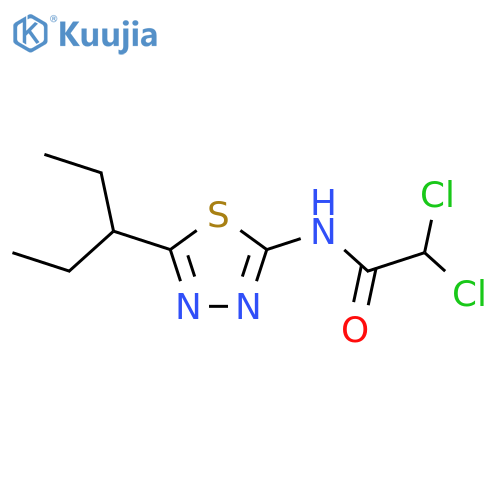 2,2-dichloro-N-[5-(1-ethylpropyl)-1,3,4-thiadiazol-2-yl]acetamide structure