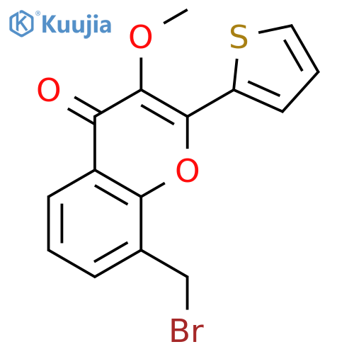 4H-1-Benzopyran-4-one, 8-(bromomethyl)-3-methoxy-2-(2-thienyl)- structure