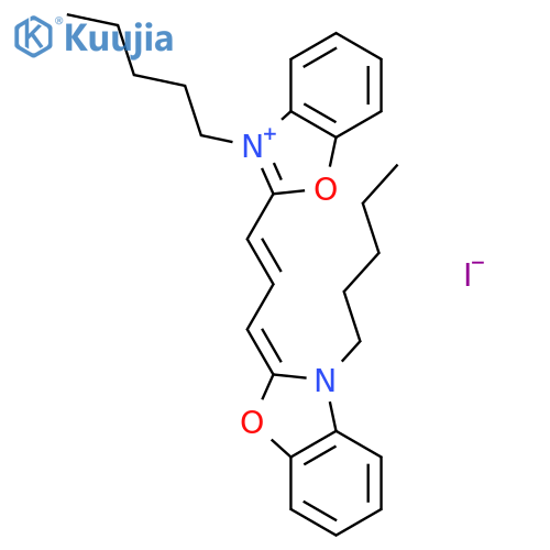 3-pentyl-2-{(E)-3-[3-pentyl-1,3-benzoxazol-2(3H)-ylidene]-1-propenyl}-1,3-benzoxazol-3-ium iodide structure