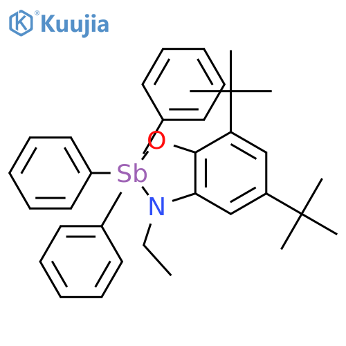 5,7-ditert-butyl-3-ethyl-2,2,2-triphenyl-1,3,2λ5-benzoxazastibole structure