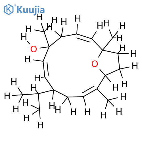 alpha-5,8-Epoxy-1,5,9-trimethyl-12-isopropyl-cyclotetradecadien-(3,9,13)-ol-(1) structure
