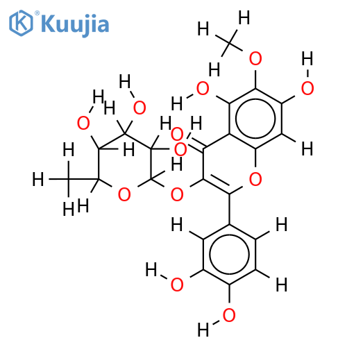 3-O-alpha-L-Rhamnopyranoside-3,3',4',5,7-Pentahydroxy-6-methoxyflavone structure