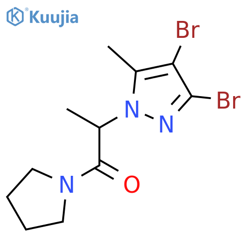 Pyrrolidine, 1-[2-(3,4-dibromo-5-methyl-1H-pyrazol-1-yl)-1-oxopropyl]- structure