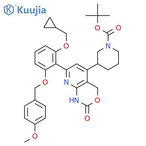 2-methyl-2-propanyl (3r)-3-(7-{2-(cyclopropylmethoxy)-6-[(4-metho Xybenzyl)oxy]phenyl}-2-oxo-1,4-dihydro-2h-pyrido[2,3-d][1,3]oxazi N-5-yl)-1-piperidinecarboxylate structure