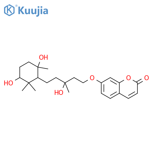 7-[5-(3,6-dihydroxy-2,2,6-trimethyl-cyclohexyl)-3-hydroxy-3-methyl-pentyloxy]-chromen-2-one structure