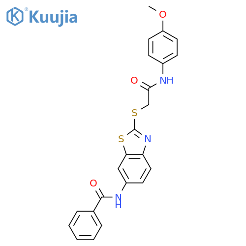 N-[2-({2-[(4-methoxyphenyl)amino]-2-oxoethyl}sulfanyl)-1,3-benzothiazol-6-yl]benzamide structure