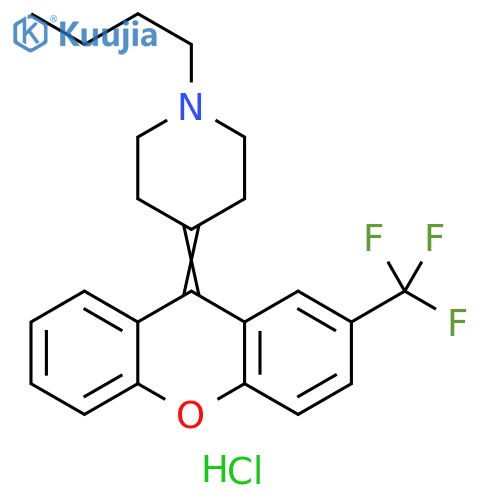 Piperidine, 1-butyl-4-[2-(trifluoromethyl)-9H-xanthen-9-ylidene]-, hydrochloride (1:1) structure