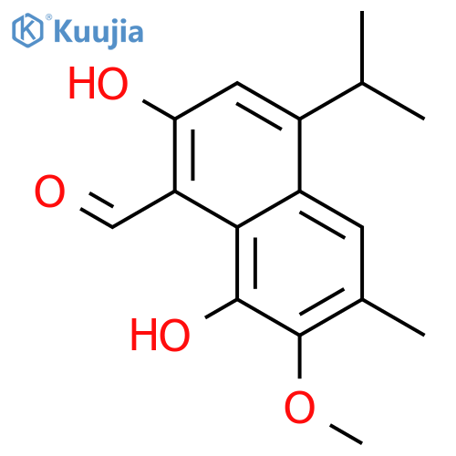 2,8-dihydroxy-7-methoxy-6-methyl-4-(propan-2-yl)naphthalene-1-carbaldehyde structure