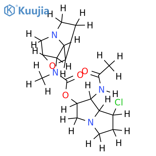 ((2R)-(3at,6at)-hexahydro-2r,4c-methano-furo[3,2-b]pyrrol-3c-yl)-methyl-carbamic acid (7aS)-1c-acetylamino-7xi-chloro-(7ar)-hexahydro-pyrrolizin-2t-yl ester structure