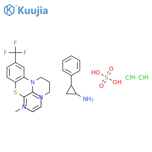 10-[3-(4-methylpiperazin-1-yl)propyl]-2-(trifluoromethyl)phenothiazine; (1R,2S)-2-phenylcyclopropan-1-amine; sulfuric acid; dihydrochloride structure