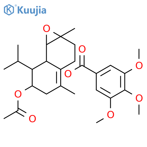Benzoic acid,3,4,5-trimethoxy-,4-(acetyloxy)-6,10-dimethyl-3-(1-methylethyl)-11-oxabicyclo[8.1.0]undec-6-en-2-ylester structure