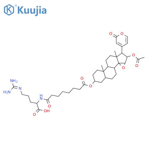 N~2~-(8-{[(3beta,5beta,8xi,9xi,14beta,15beta,16beta,17beta)-16-(acetyloxy)-17-(2-oxo-2H-pyran-4-yl)-14,15-epoxyandrostan-3-yl]oxy}-8-oxooctanoyl)-N~5~-(diaminomethylidene)ornithine structure