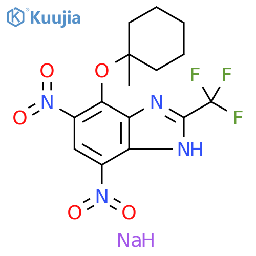 1H-Benzimidazole, 7-[(1-methylcyclohexyl)oxy]-4,6-dinitro-2-(trifluoromethyl)-, sodium salt (1:1) structure