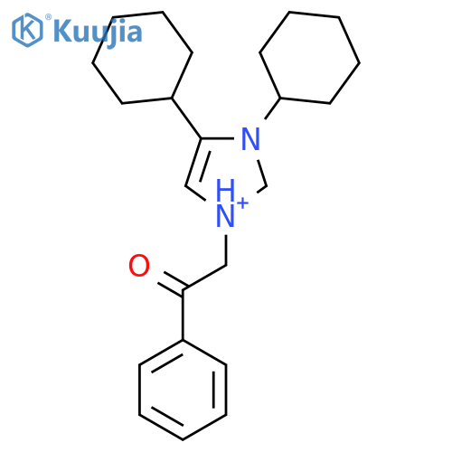 1H-Imidazolium, 3,4-dicyclohexyl-1-(2-oxo-2-phenylethyl)- structure