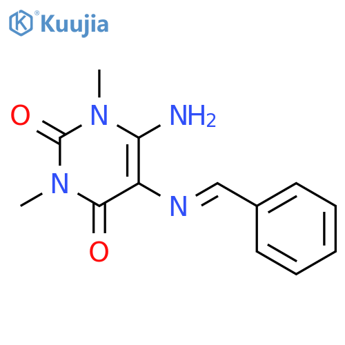 6-amino-5-(benzylideneamino)-1,3-dimethylpyrimidine-2,4-dione structure