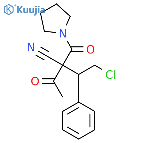Pyrrolidine, 1-(2-acetyl-4-chloro-2-cyano-1-oxo-3-phenylbutyl)- structure