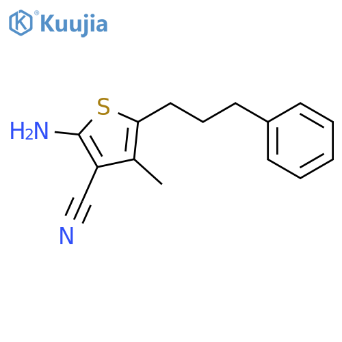 3-THIOPHENECARBONITRILE, 2-AMINO-4-METHYL-5-(3-PHENYLPROPYL)- structure