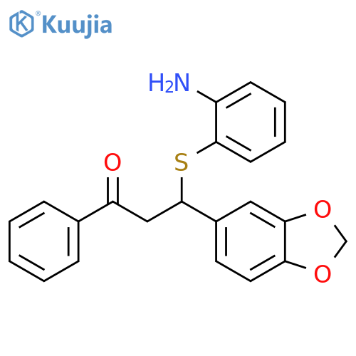 3-(2-aminophenyl)sulfanyl-3-(1,3-benzodioxol-5-yl)-1-phenylpropan-1-one structure