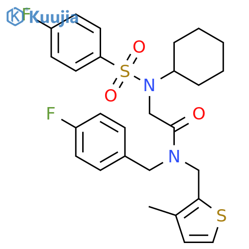 N~2~-cyclohexyl-N-(4-fluorobenzyl)-N~2~-[(4-fluorophenyl)sulfonyl]-N-[(3-methylthiophen-2-yl)methyl]glycinamide structure