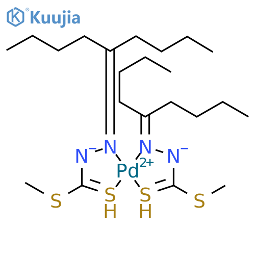 Bis[methyl (1-butylpentylidene)hydrazinecarbodithioato-n2,s1']palladium structure