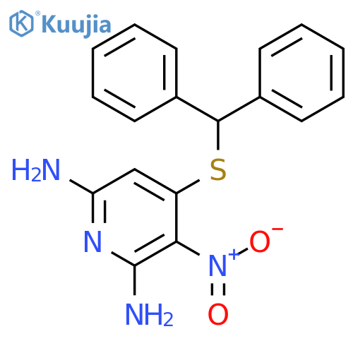 4-benzhydrylsulfanyl-3-nitropyridine-2,6-diamine structure