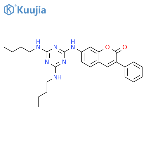 2H-1-Benzopyran-2-one, 7-[[4,6-bis(butylamino)-1,3,5-triazin-2-yl]amino]-3-phenyl- structure