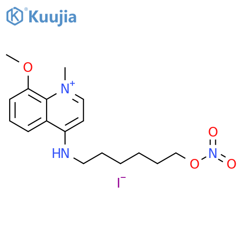 Quinolinium, 8-methoxy-1-methyl-4-[[6-(nitrooxy)hexyl]amino]-, iodide structure