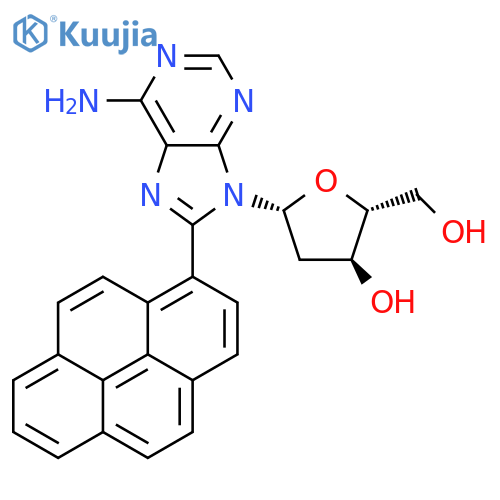 Adenosine, 2'-deoxy-8-(1-pyrenyl)- structure