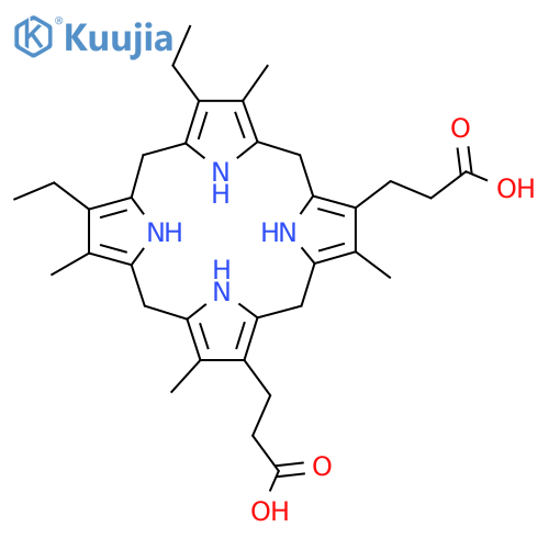 3-[7-(2-Carboxyethyl)-13,17-diethyl-3,8,12,18-tetramethyl-5,10,15,20,21,22,23,24-octahydroporphyrin-2-yl]propanoic acid structure