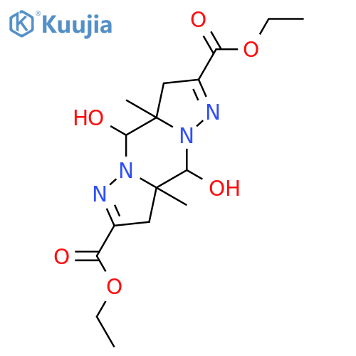 3H,8H-Dipyrazolo[1,5-a:1,5-d]pyrazine-2,7-dicarboxylic acid, 3a, 4,8a,9-tetrahydro-4,9-dihydroxy-3a,8a-dimethyl-, diethyl ester, (3a.alpha.,4.beta.,8a.beta.,9.alpha.)- structure