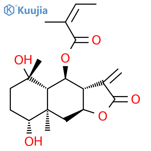 (Z)-2-Methyl-2-butenoic acid (3aR)-2,3,3aα,4,4aα,5,6,7,8,8a,9,9aβ-dodecahydro-5β,8β-dihydroxy-5,8aβ-dimethyl-3-methylene-2-oxonaphtho[2,3-b]furan-4α-yl ester structure