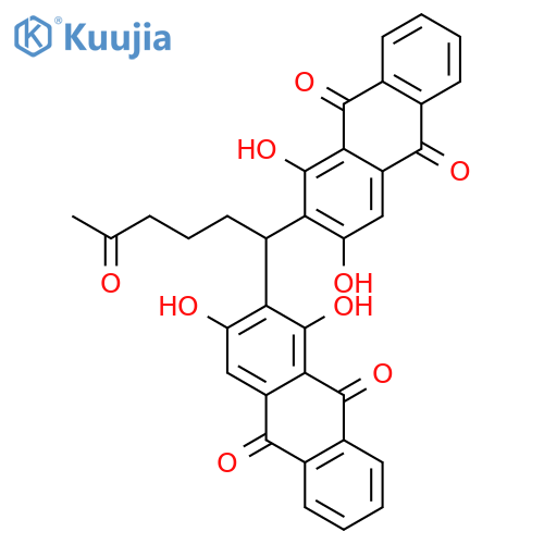9,10-ANTHRACENEDIONE, 2,2'-(5-OXOHEXYLIDENE)BIS[1,3-DIHYDROXY- structure