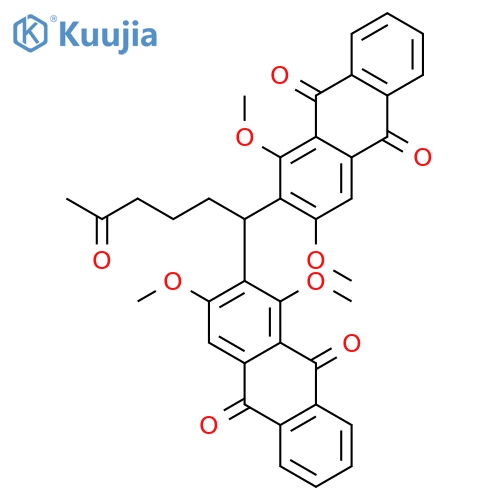 9,10-Anthracenedione, 2,2'-(5-oxohexylidene)bis[1,3-dimethoxy- structure