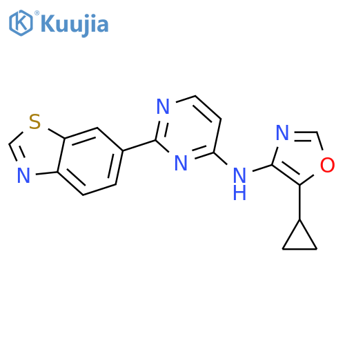 4-Pyrimidinamine, 2-(6-benzothiazolyl)-N-(5-cyclopropyl-4-oxazolyl)- structure