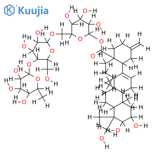 2alpha,3beta,23-trihydroxy-30-norolean-12,20(29)-dien-28-oic acid O-alpha-L-rhamnopyranosyl-(1?4)-O-beta-D-glucopyranosyl-(1?6)-beta-D-glucopyranosyl ester structure