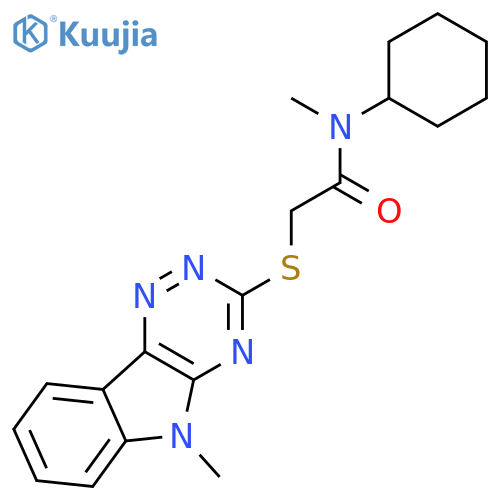 Acetamide, N-cyclohexyl-N-methyl-2-[(5-methyl-5H-1,2,4-triazino[5,6-b]indol-3-yl)thio]- (9CI) structure