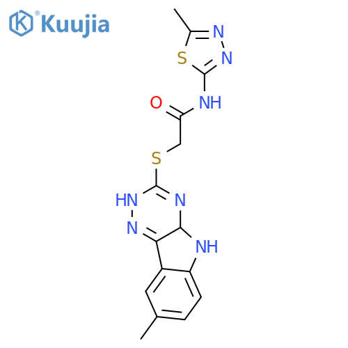 Acetamide, N-(5-methyl-1,3,4-thiadiazol-2-yl)-2-[(8-methyl-2H-1,2,4-triazino[5,6-b]indol-3-yl)thio]- (9CI) structure