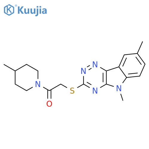 Piperidine, 1-[[(5,8-dimethyl-5H-1,2,4-triazino[5,6-b]indol-3-yl)thio]acetyl]-4-methyl- (9CI) structure