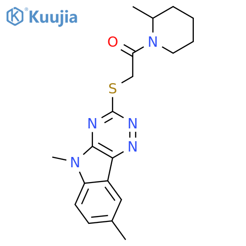 Piperidine, 1-[[(5,8-dimethyl-5H-1,2,4-triazino[5,6-b]indol-3-yl)thio]acetyl]-2-methyl- (9CI) structure