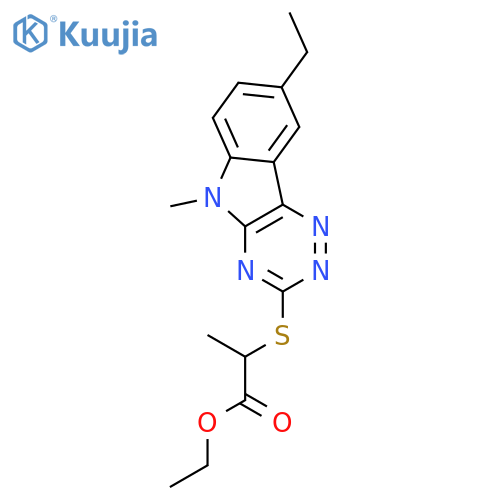 Propanoic acid, 2-[(8-ethyl-5-methyl-5H-1,2,4-triazino[5,6-b]indol-3-yl)thio]-, ethyl ester (9CI) structure