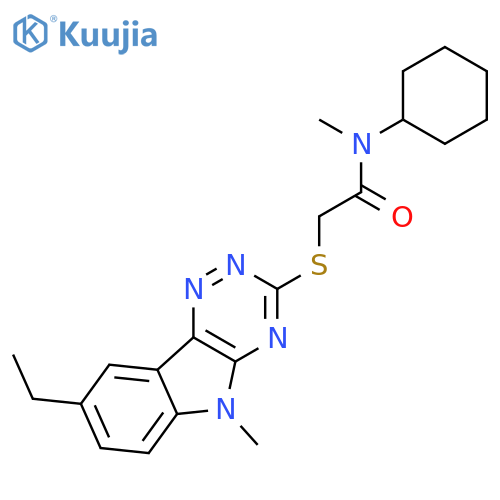 Acetamide, N-cyclohexyl-2-[(8-ethyl-5-methyl-5H-1,2,4-triazino[5,6-b]indol-3-yl)thio]-N-methyl- (9CI) structure