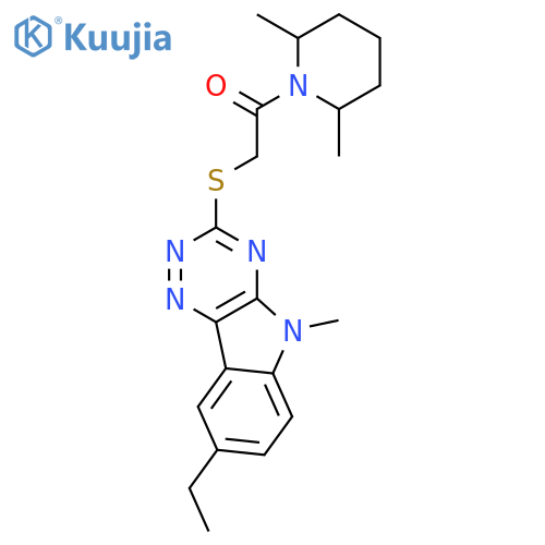 Piperidine, 1-[[(8-ethyl-5-methyl-5H-1,2,4-triazino[5,6-b]indol-3-yl)thio]acetyl]-2,6-dimethyl- (9CI) structure