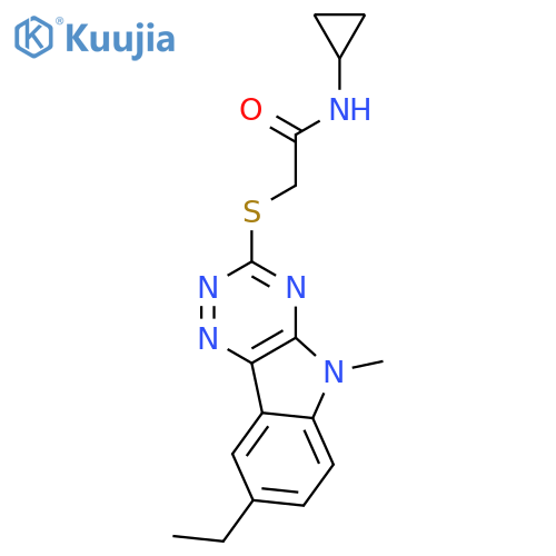 Acetamide, N-cyclopropyl-2-[(8-ethyl-5-methyl-5H-1,2,4-triazino[5,6-b]indol-3-yl)thio]- (9CI) structure